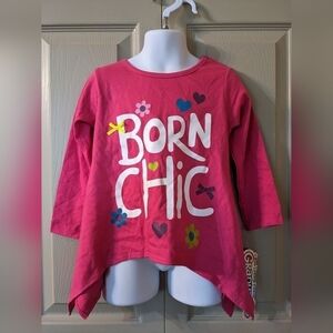 New Gerber Graduates girl's pink long sleeve shirt, says "Born Chick", T1A